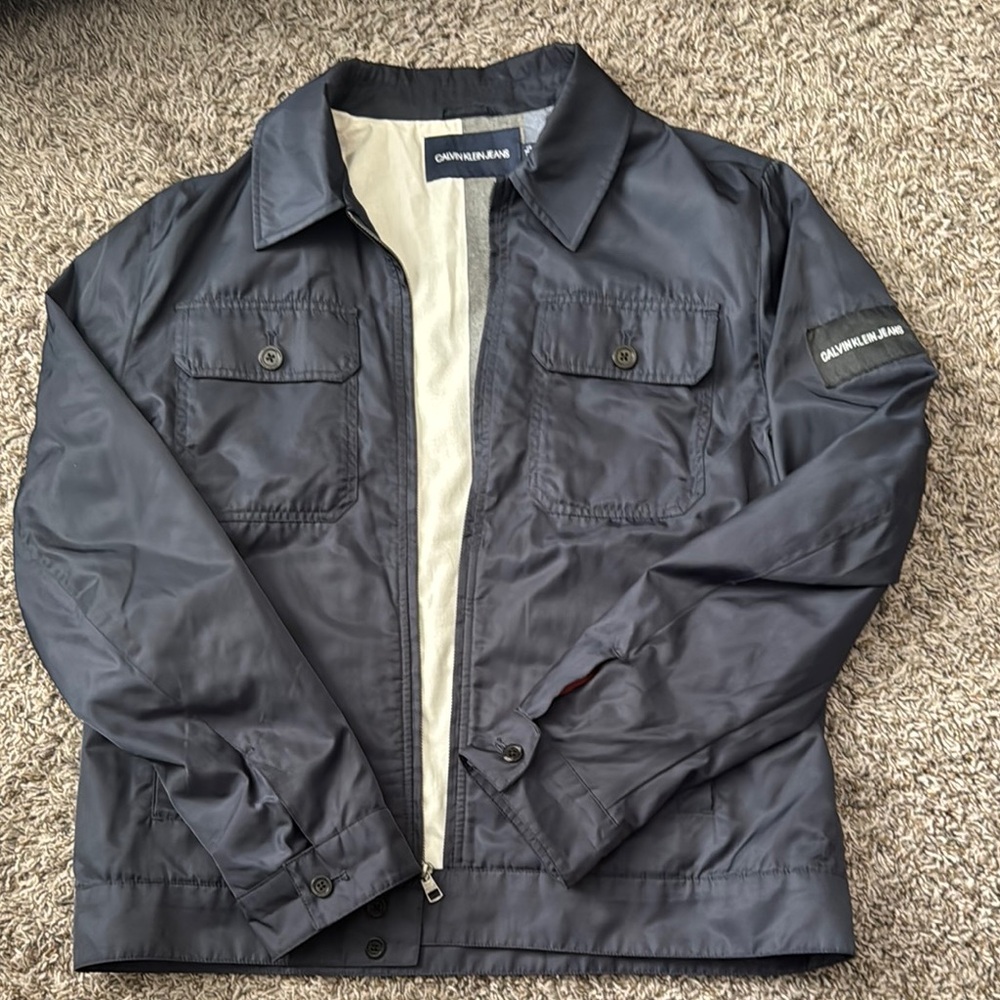 Calvin Klein Black Lightweight Shirt Jacket with Utility Design